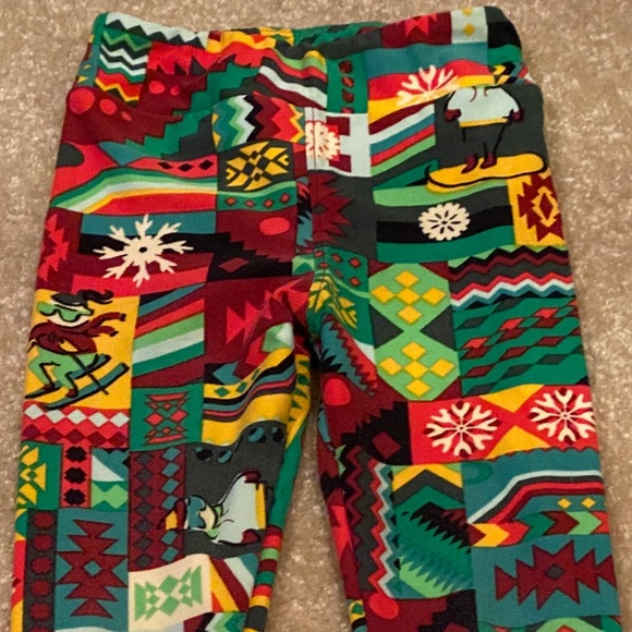 LuLaRoe kids leggings S/M Vintage Christmas - Picture 4 of 9